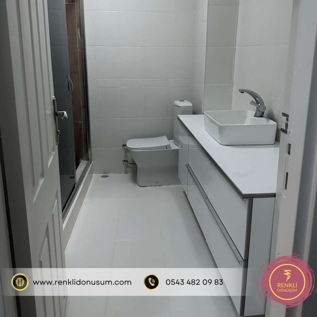 renkli dönüşüm banyo fayans boyama