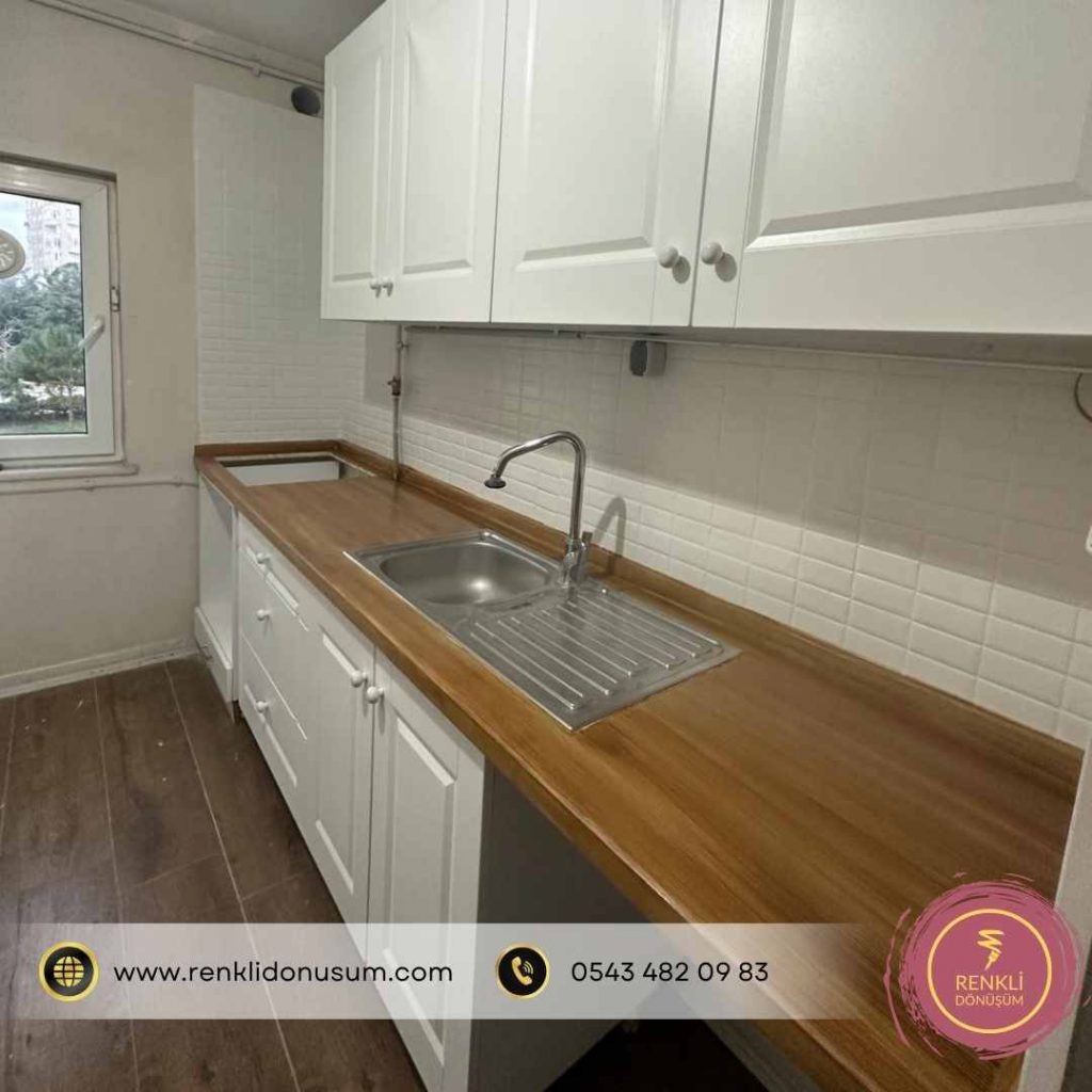 Mermer eskitme, Bianca Stella boya ile tezgah eskitme, renkli dönüşüm